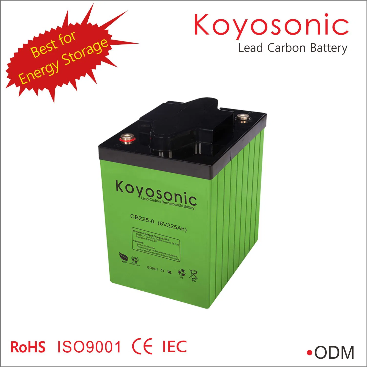 6V 225Ah-adrig Carbon Batterie mit 3000 Zyklen