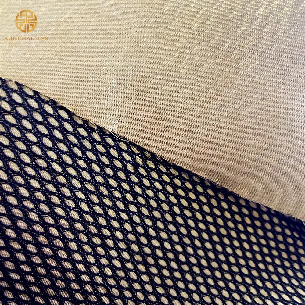 Golden Fabric Compound with Mesh Fabric for Coat