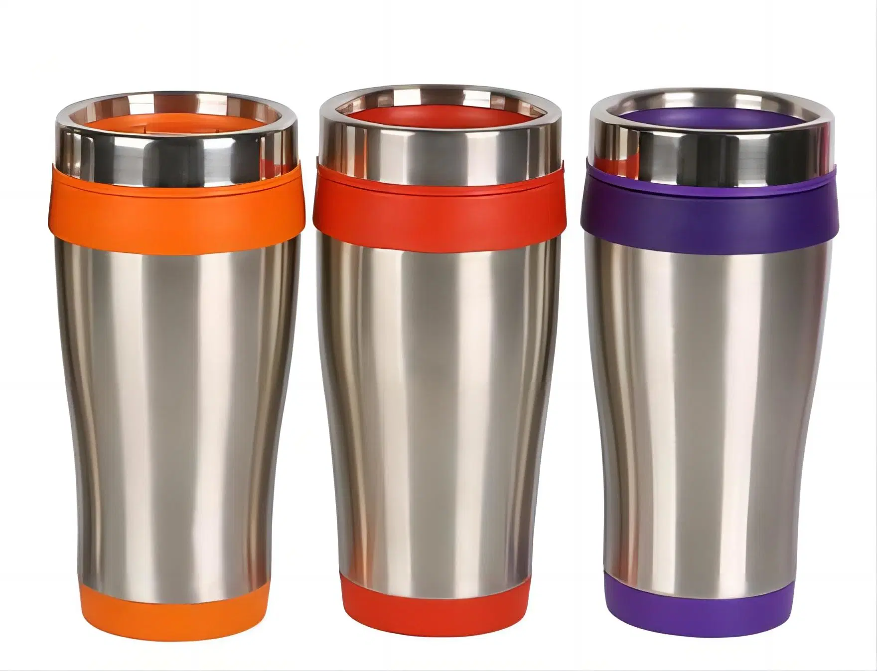 450ml Promotional Mugs Double Wall Inner Plastic Outer Stainless Steel Flask Food Grade Travel Mug