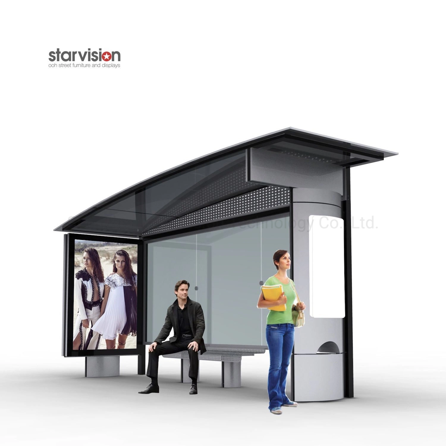 Aluminum Anti Rust Street Furniture Advertising Bus Stop with Scrolling Mupi