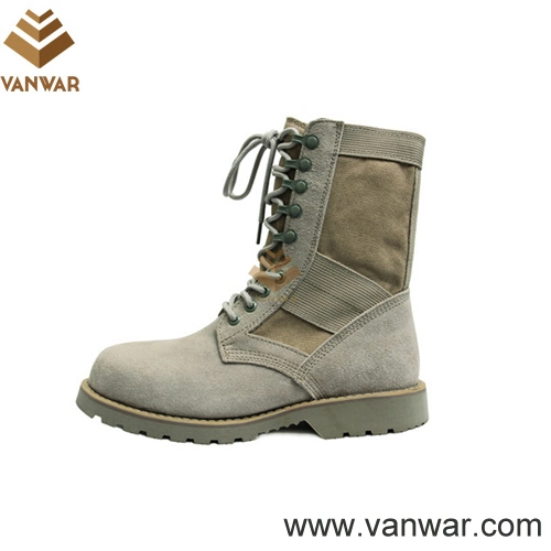 Botas de piel estilo militar estilo militar de ante con diseño de vaca (WDB052)