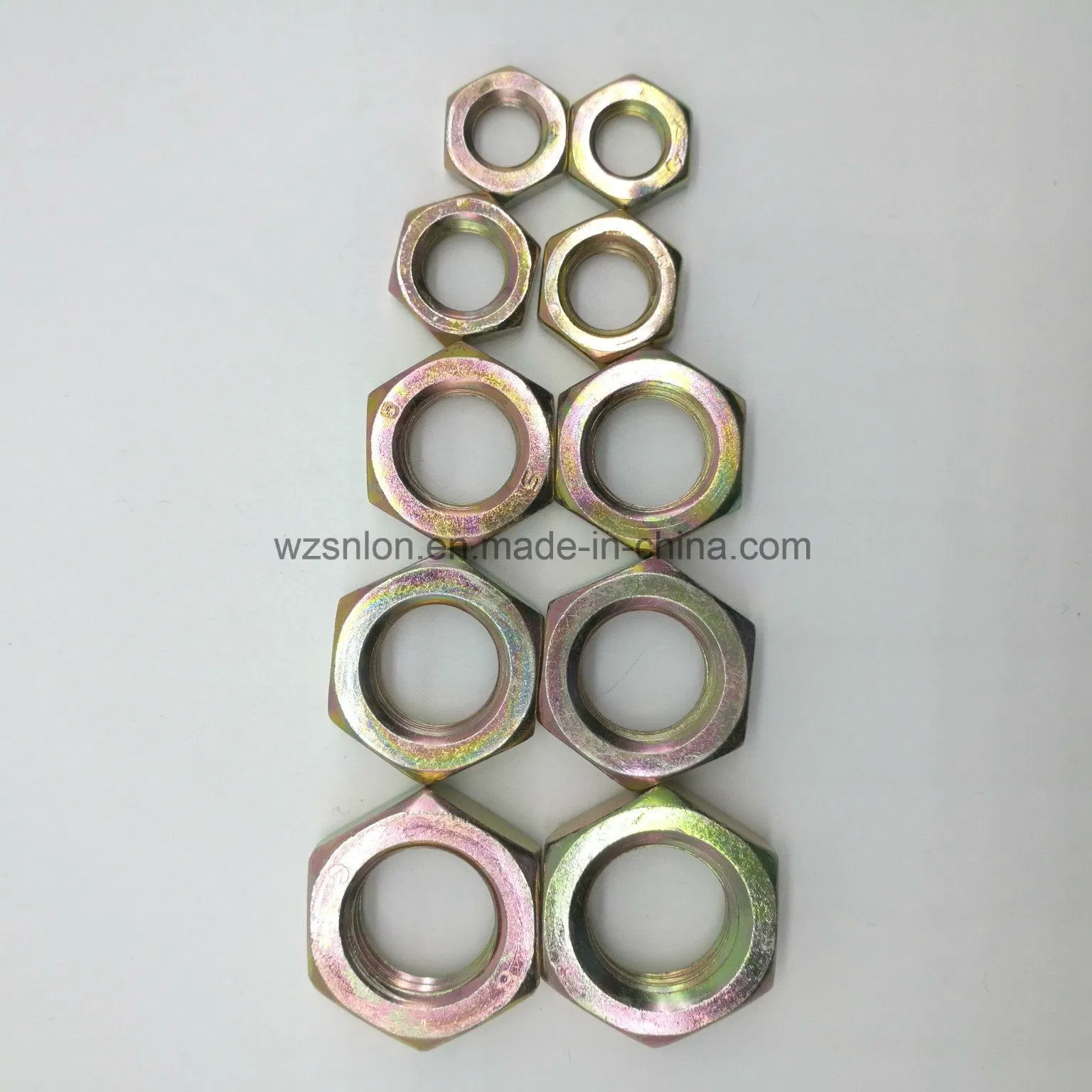 Carbon Steel Hex Thin Nut with Yellow Zinc