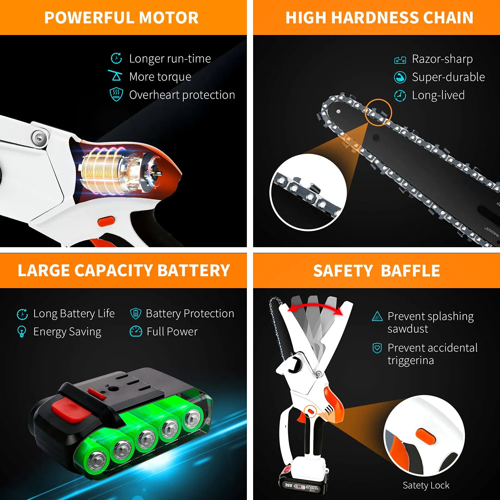 6 Inch One-Hand Pole Small Electric Chain Saw CE Cordless Lithium Battery Mini Chainsaw