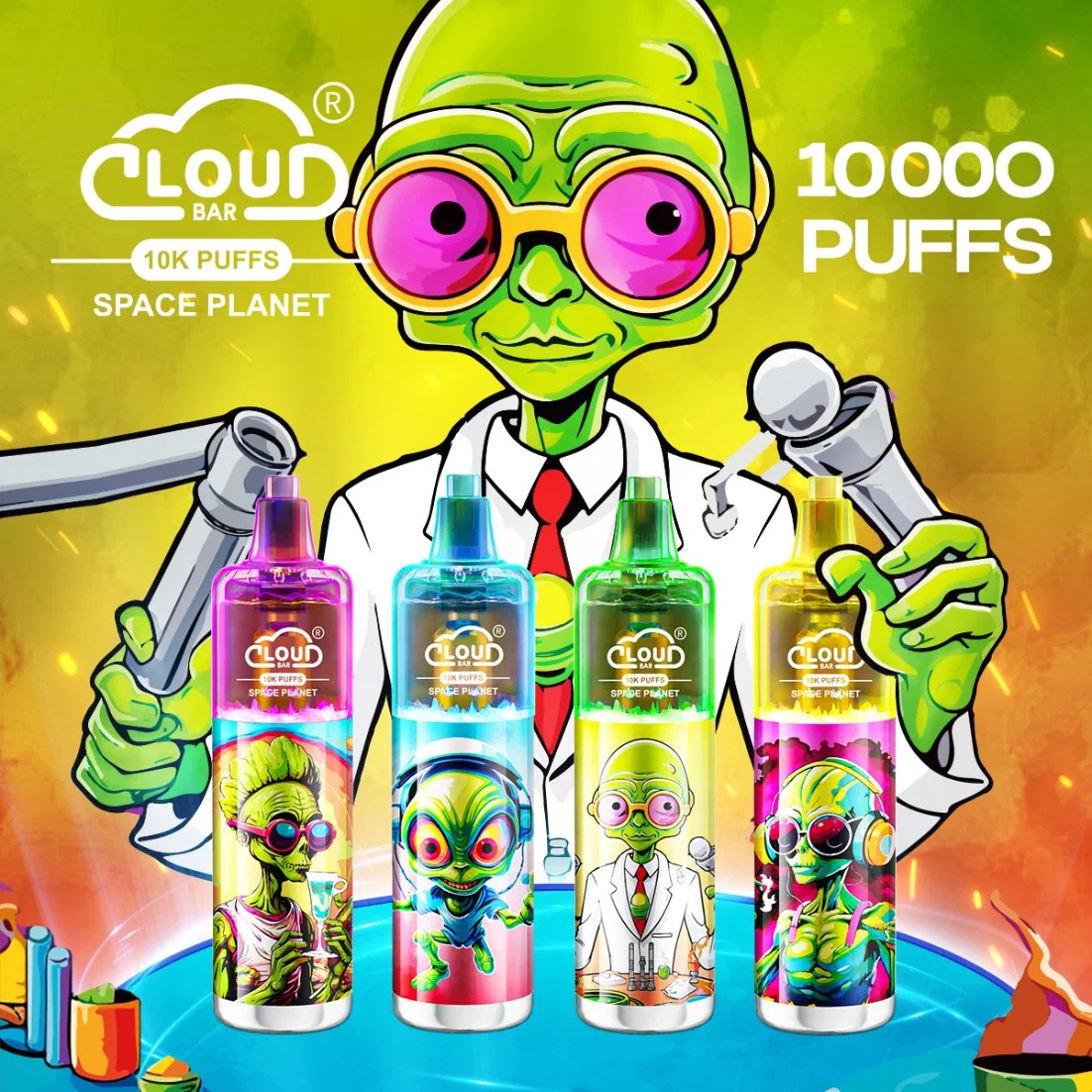 Prix d'usine Cloud Bar Space Planet 10000 Puff rechargeable jetable Afficheur VAPE