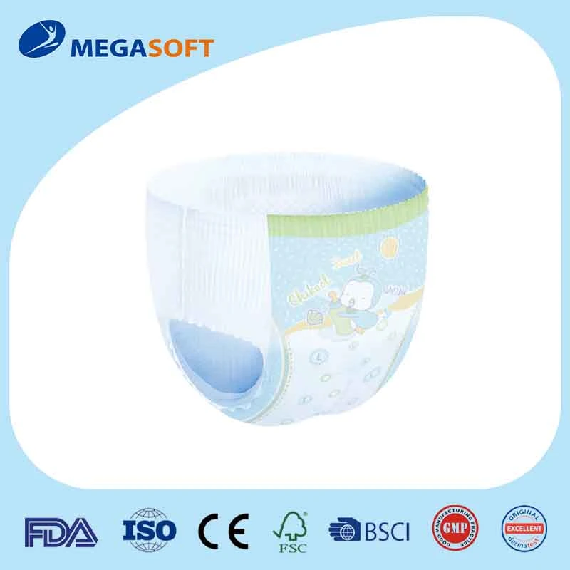 China Hot Sale Premium Dual Core Disposable Baby Pants with Elastic Waistband