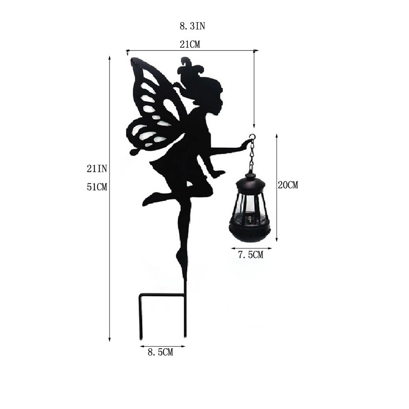 Outdoor Garden Holiday Decoration Wholesale/Supplier Solar Powered Water Proof LED Metal Fairy with Lantern Yard Decorative Lighting with Stake