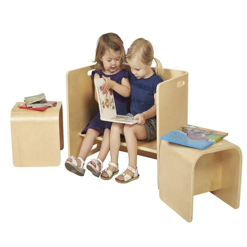 Custom Natural Bamboo Multifunctional Children Furniture Sets Wooden Kids Desk Table Chair Set with Storage Nursery School