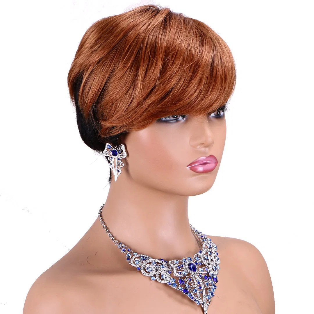 Short Straight Human Hair Wigs Natural Color Brazilian Remy Hair