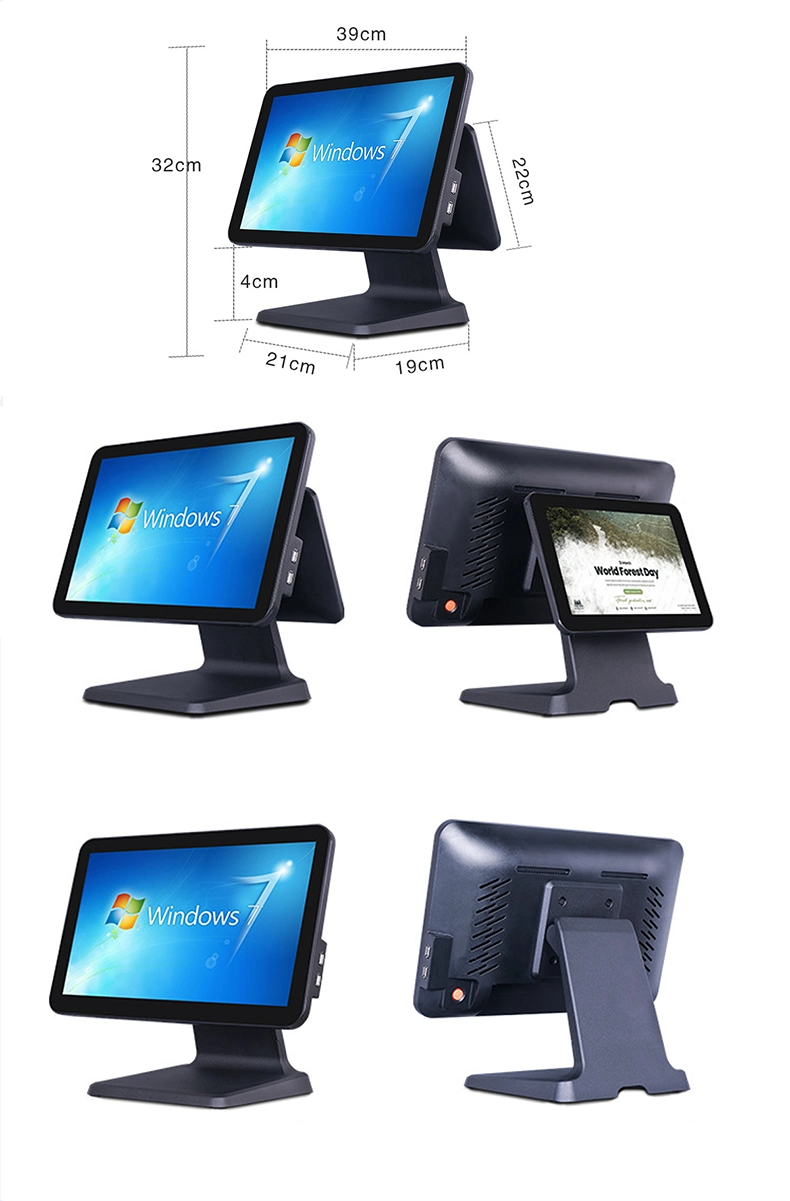 Prix de gros 15,6" + 11,6" double écran VFD Système POS Cash Register All in One WINS/Android Machine POS