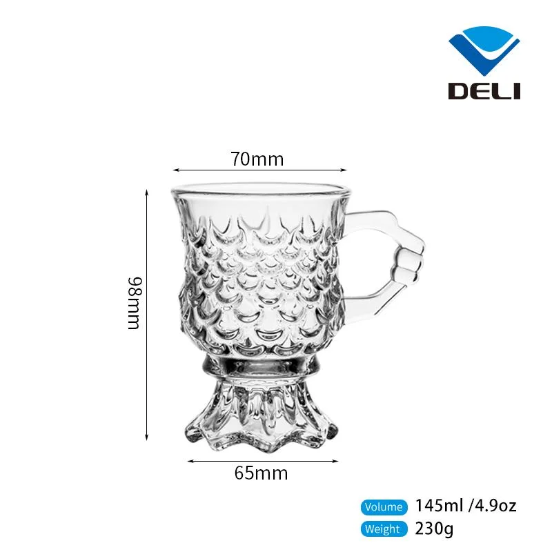 145ml 4.9oz Delicate Fishtail Cup Creative Cup Dessert Cup Glass Coffee Cup Milk Mug Afternoon Tea Cup Sets