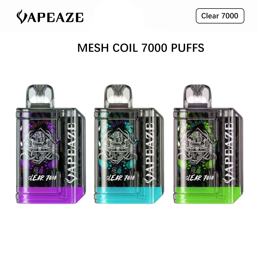 Lápiz de Vape desechables claro 7000 inhalaciones E-Liquid 650mAh recargable de alta calidad de pluma de Vape Puff E cigarrillo Vape vaporizador Atomizer Vaping suave