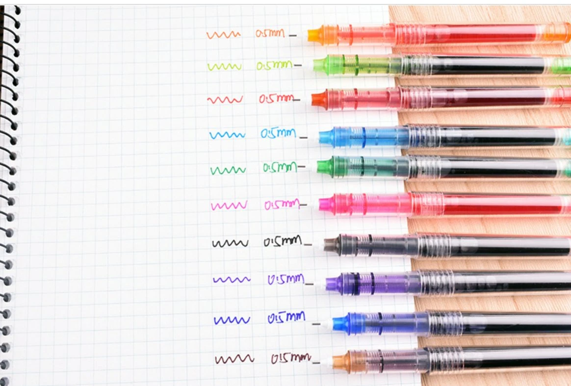 Tinta líquida Rollerball Pens 0,5mm Fine Point Pens Pack de 10 Quick Dry sin sangrado Roller Pen para escribir, Reachering &amp; Sketching, Naranja