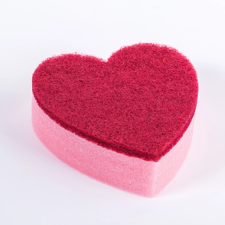 Heart Shaped Non Abrasive Cleaning Sponge Scourer (Pack of 5)