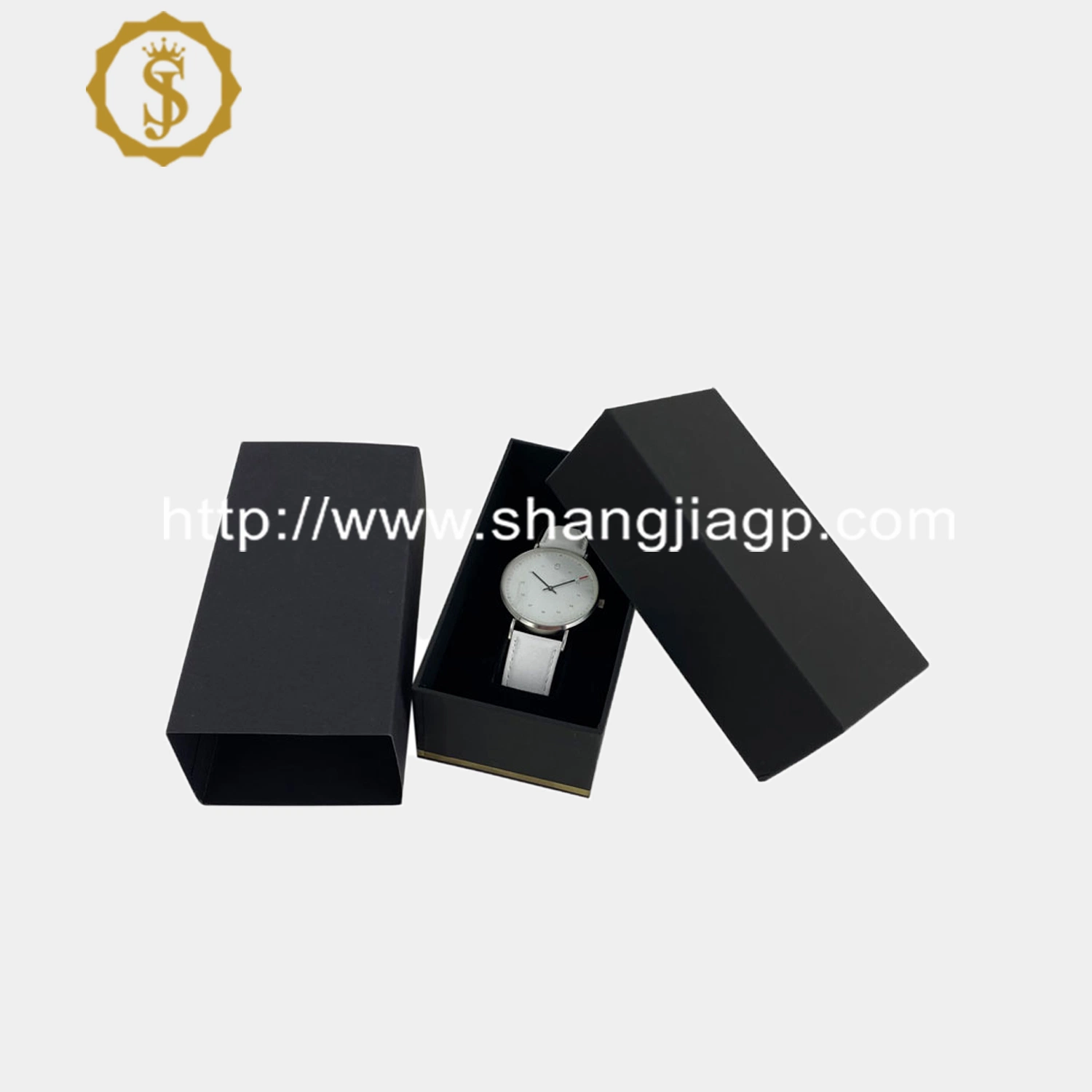 New Product Luxury Simple Design Modern Branded Watch Packaging Box Black Long Watch Box with Lid