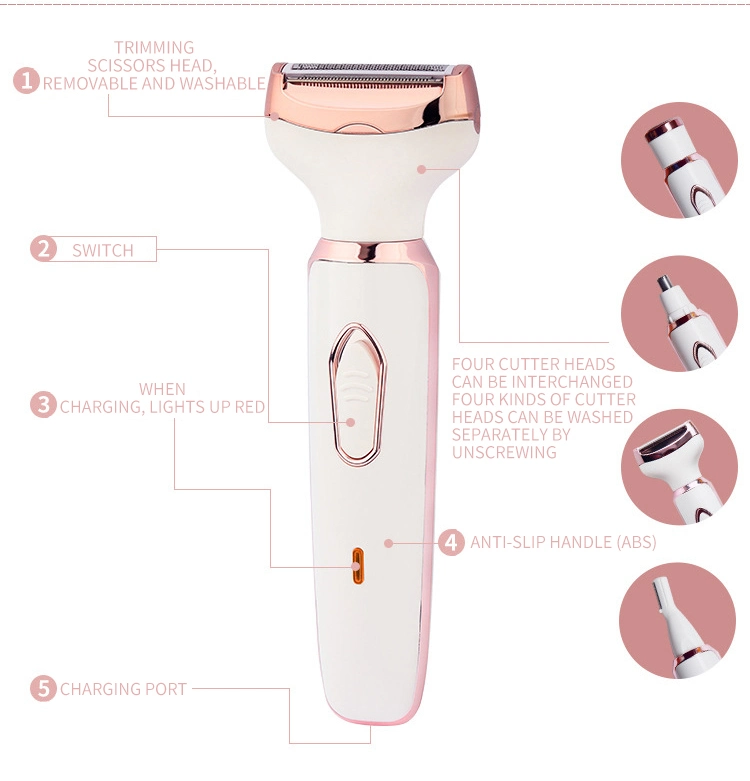 New 4-in-1 Shaver for Women Rechargeable Cordless Shave USB Electric Hair Removal Painless Electric Razor