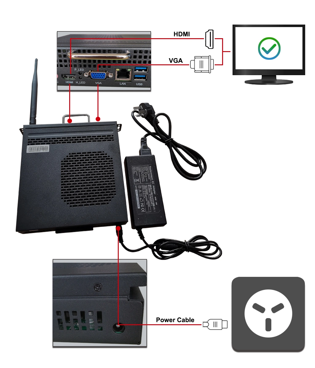 China Supply Miboard i5-8400 OPS pfsense VPN Firewall Mini PC ordenador Micro PC Soft Router con VGA, HDMI, USB, Audio, Puerto LAN