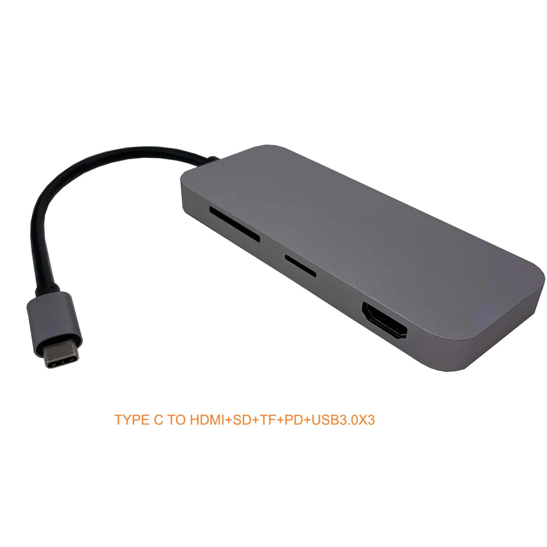 Type-C 7 In1 to HDMI4K USB3.0 SD TF Cable Converter