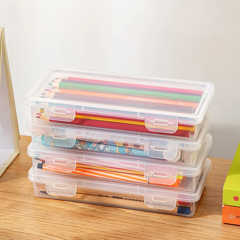 Transparent Multifunctional Stationery Storage Container Large-Capacity Office Storage Box