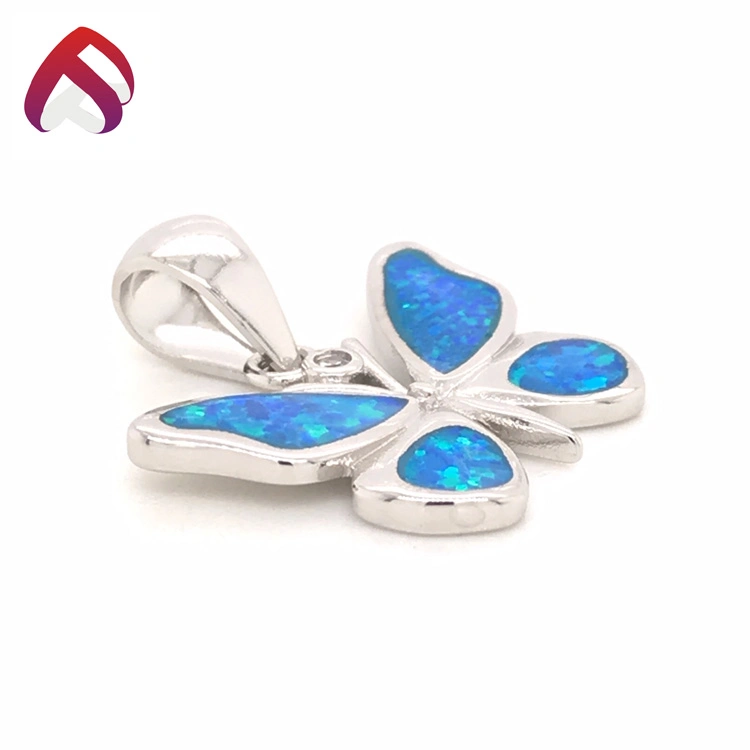 Charming Butterfly 925 Silver Blue Opal Jewelry Pendants Fashion Accessories (PD88366)