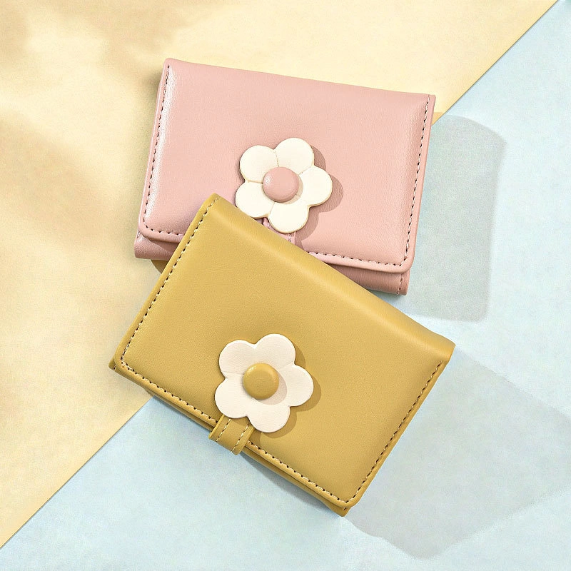 New Ins Simple Sweet Fresh Cute Flower Wallet Card Holder