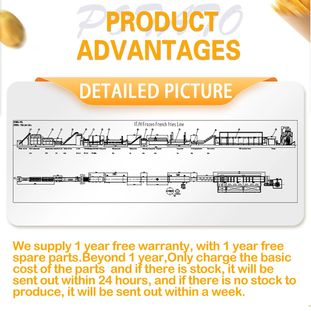 TCA 100-3000kg/H máquina de producción de patatas totalmente automática Frias francesas congeladas Freidora Maquinaria línea de producción Equipo de procesamiento planta de Comercio Precio