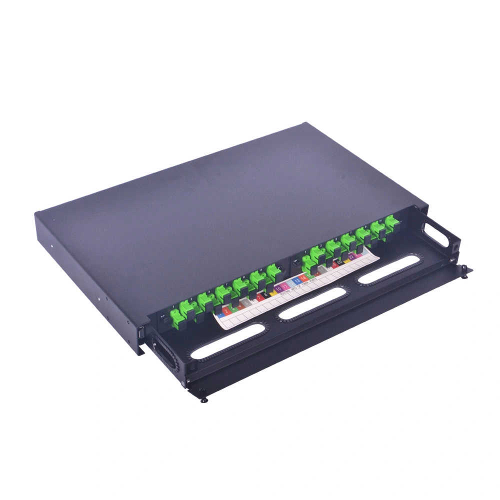 1u 19" Rack Mount Slidingr-Drawer Type 24 Port Fiber Optic Patch Panel with Splice Tray