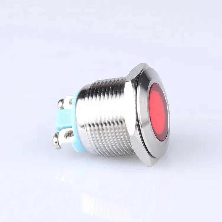 Stainless Steel Red Illuminated on/off Metal Push Button Switch