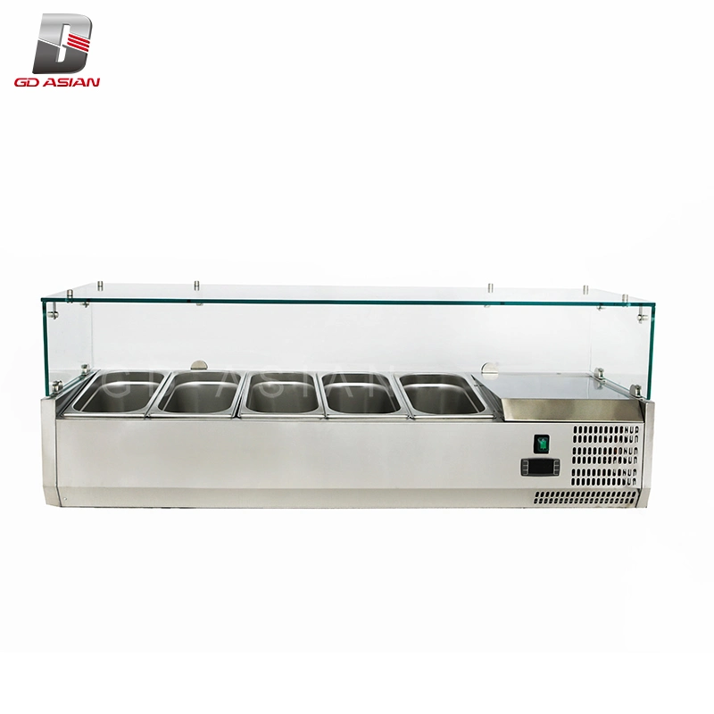 Gn1/4*5 Commercial Refrigerated Stainless Steel Display Topping Unit Vrx1200/330