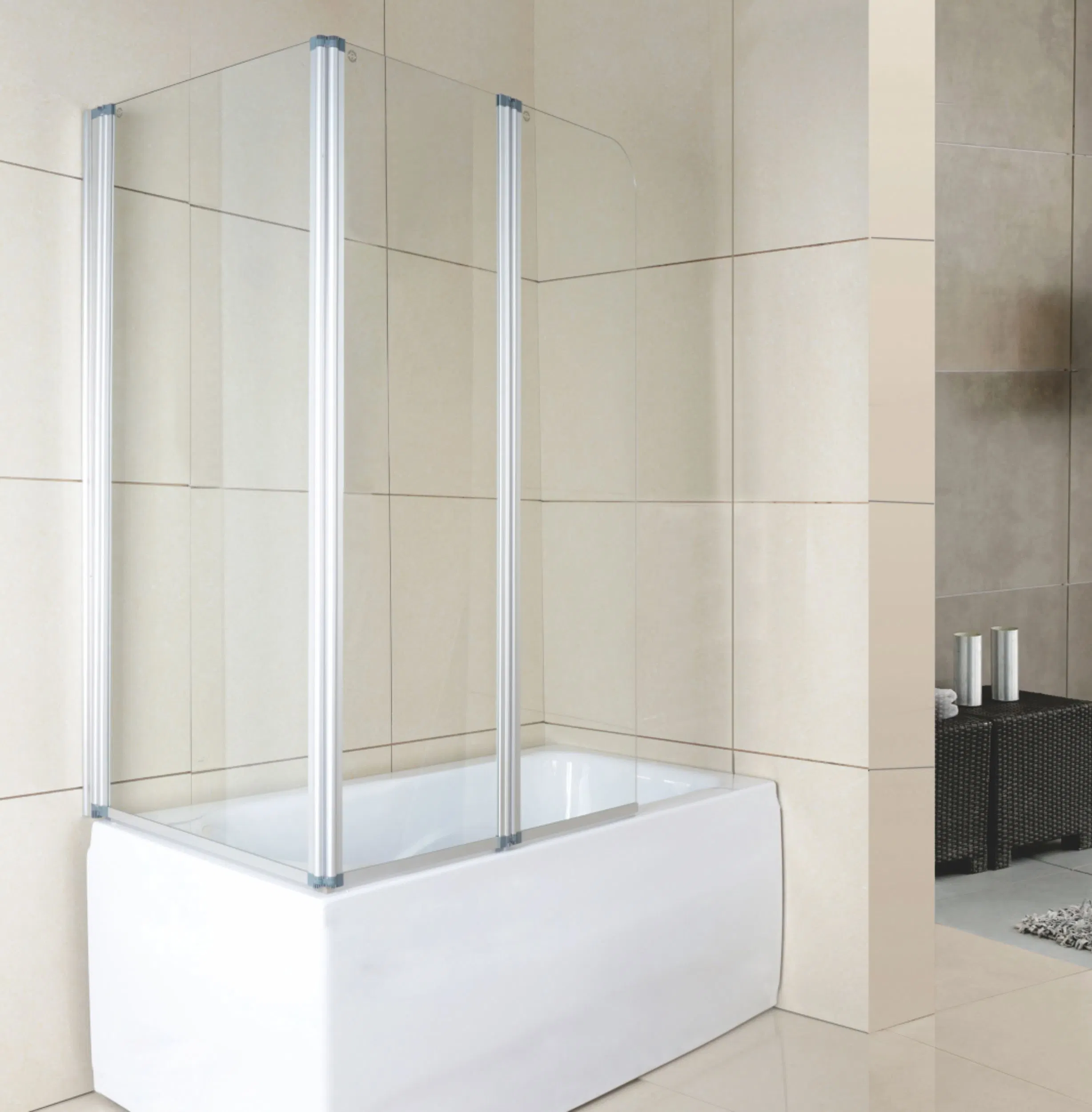 Straight Bath Pivot Bath Shower Rooms Tempered Glass Shower Screens for Bathtubs