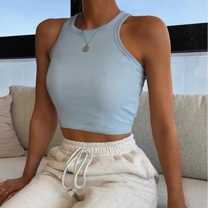 Solid Ribbing Tank Top Crop