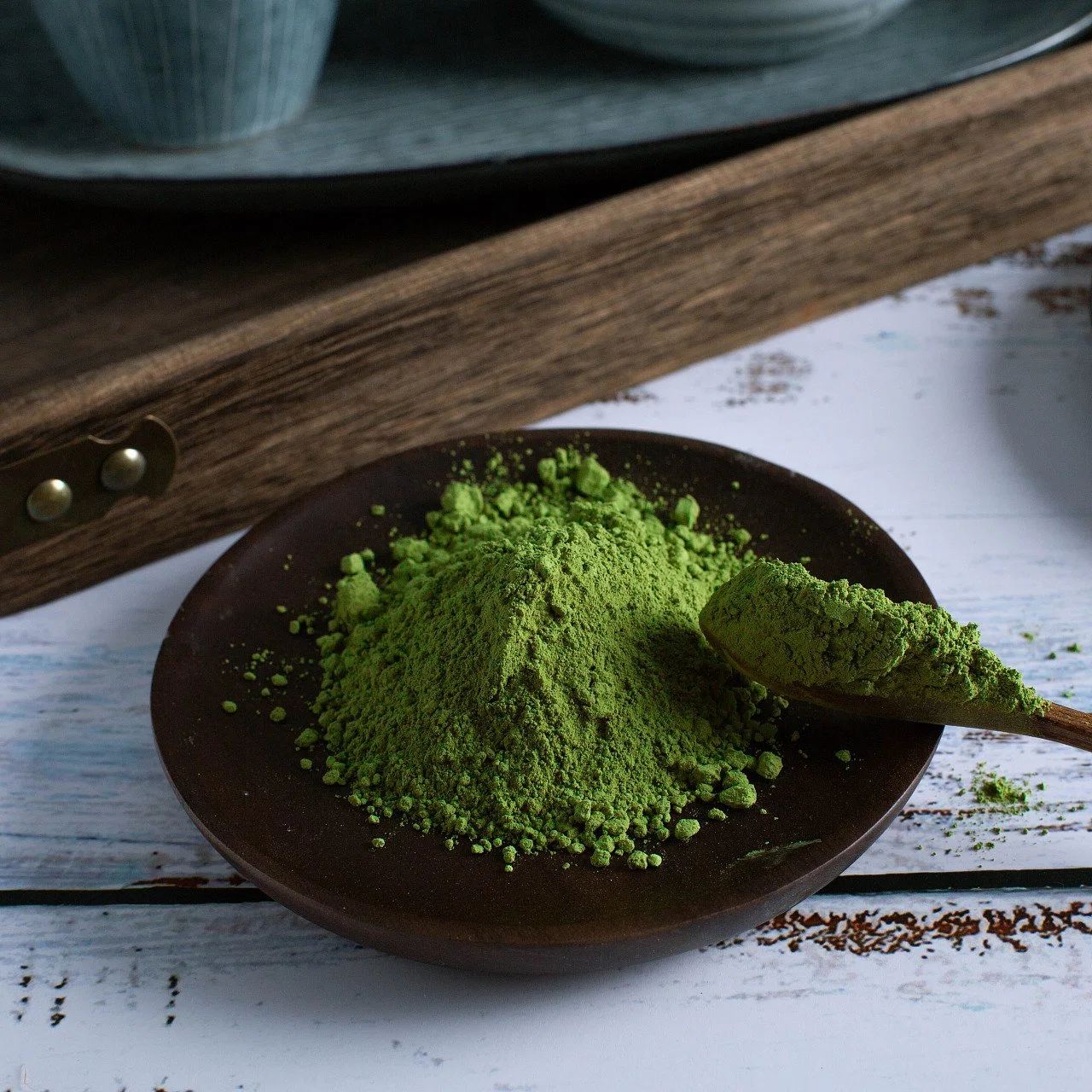El polvo de té verde matcha japonés Matcha seleccionado