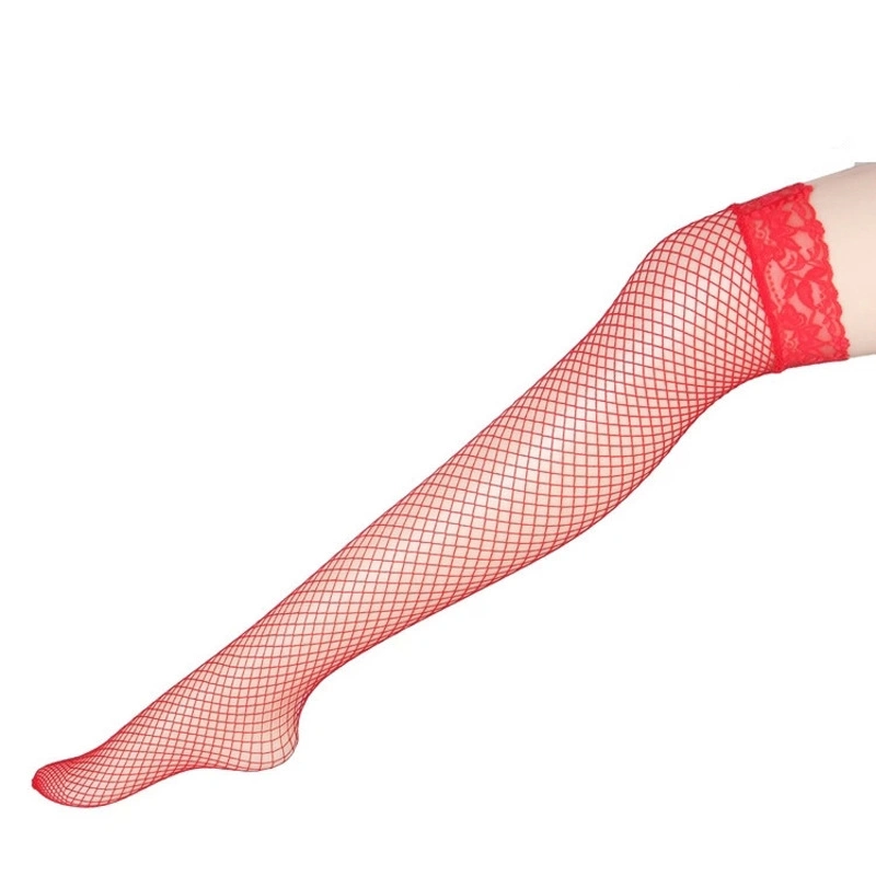 Dama de estampados florales de encaje del muslo alto sobre la rodilla calcetines Fishnet alto medias Sexy