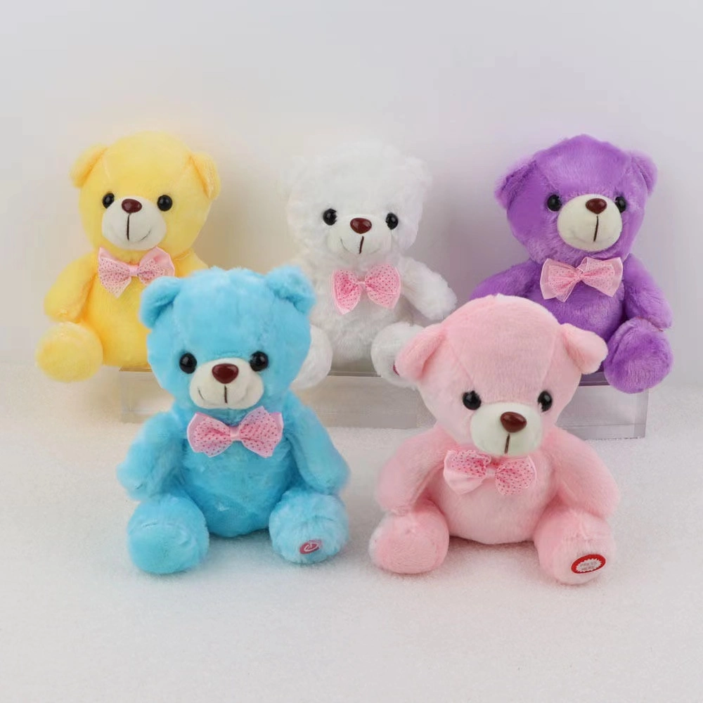 Glow Bear Doll Cross-Border Colorful Light Glowing Plush Toy Bow Tie Teddy Bear Built-in LED Gift