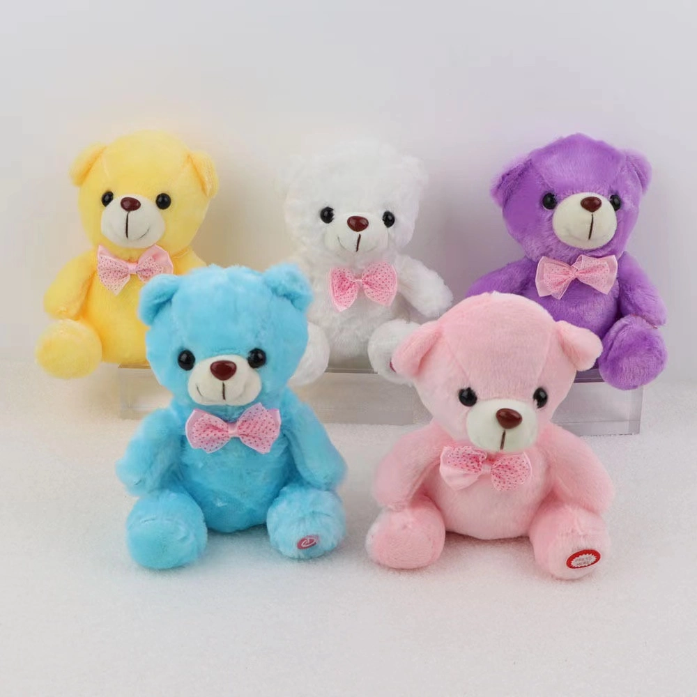 Boneco com urso brilha colorido e brilhante arco de peluche Prenda LED incorporada Tie Teddy Bear