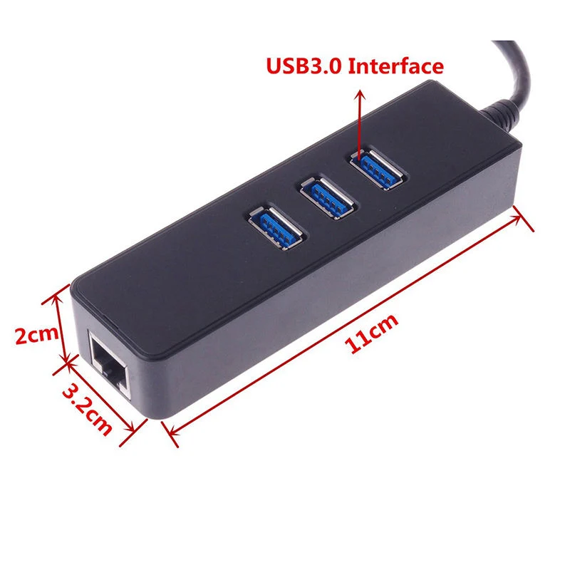 Concentrateur USB 3.0 4 en 1 avec port Ethernet RJ45 slim 1 gbit/s.