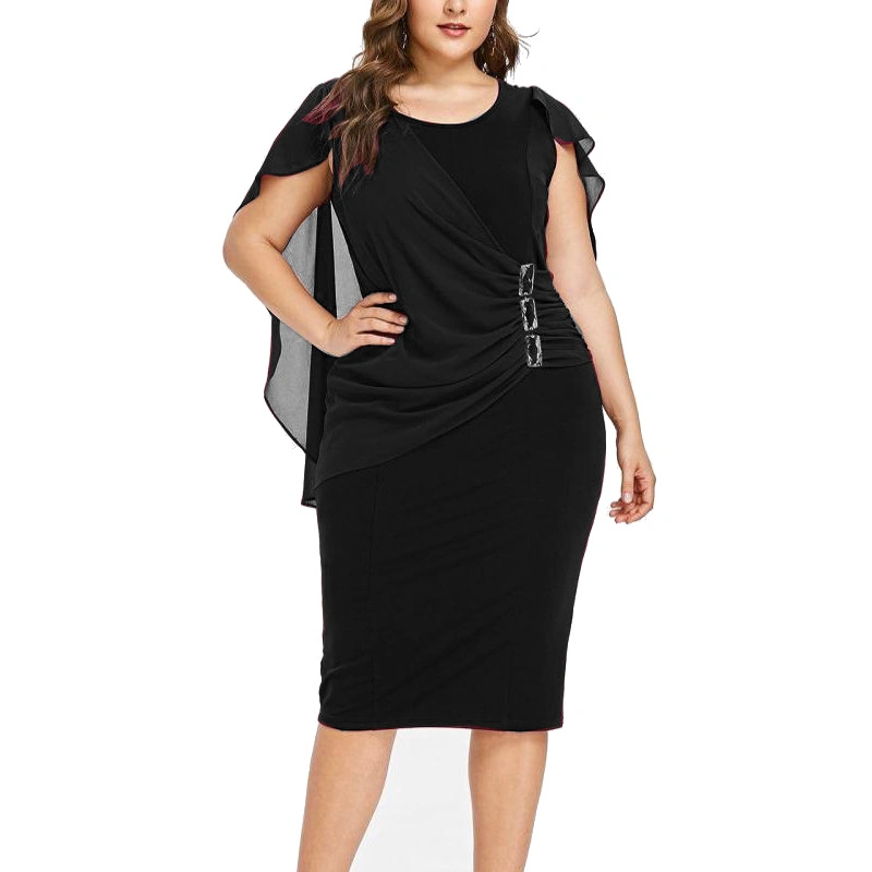 New 2023 Summer Sexy Ladies Cotton Short Sleeve Round Neck Pencil Skirt Dress