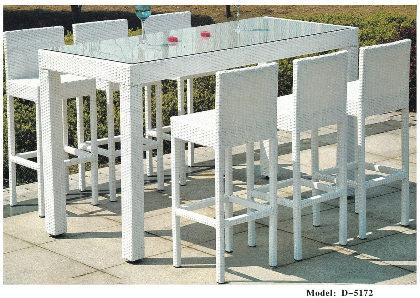 Stabilitäts-Aufbau-im Freienrattan-Möbel-Sets in 7PCS, in den Weidengarten-Möbeln geeignet für den Strand und im Swimmingpool, Rattan-Speisetisch mit Stühlen