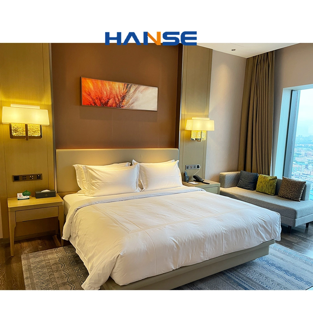 Luxury Hotel Bedroom Furniture Dubai City Famous Five Star Hotel Solid Wood Bed with Bedding