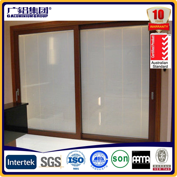 Aluminium Double Opening Door with Automatic Shutter Inside