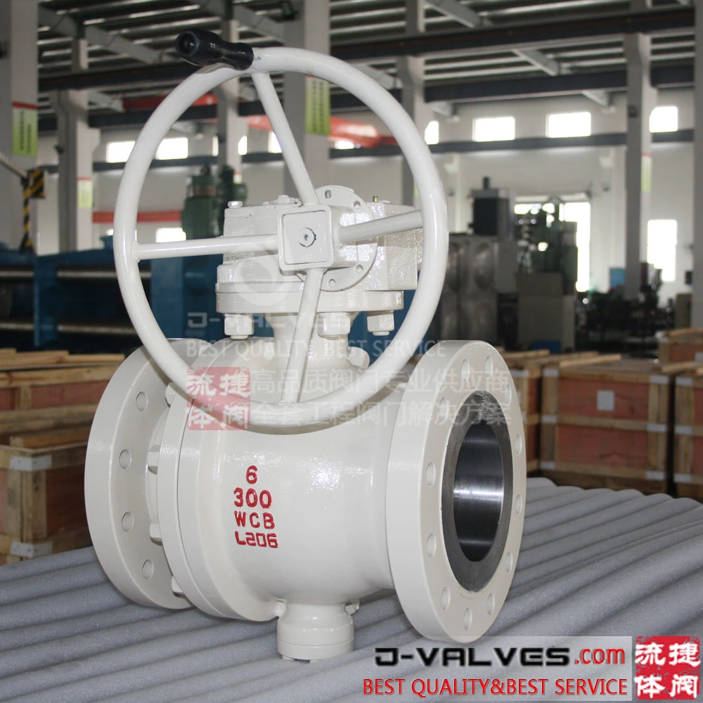 API 6D&API608 Cast Steel, Wcb, Carbon Steel, Stainless Steel CF8, CF8m, A105/F304/F316 2PC Flanged Pipeline Trunnion Mounted Ball Valve with Gear Operation