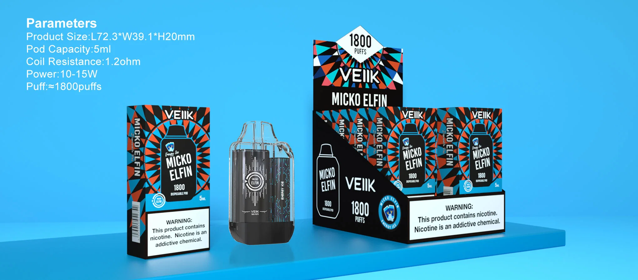 Veiik Micko Elfin 1800 Puffs 18ml Non-Rechargeable Disposable/Chargeable Vape vape