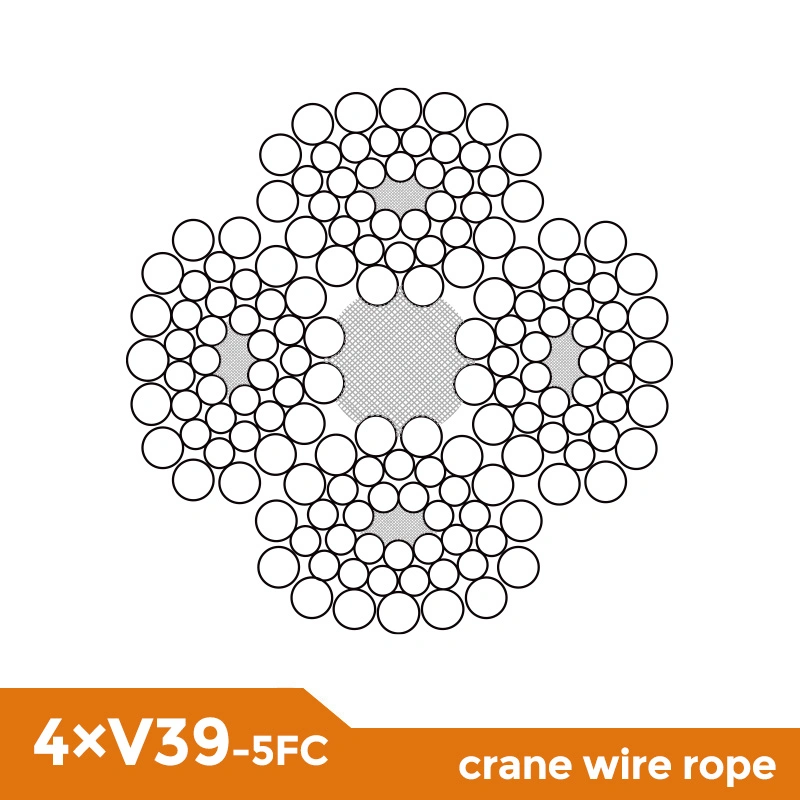 4*V39 4xv39 5FC Steel Wire Cable Luffing Rope for Crawler Crane K4*39s K4X39s ISO2408