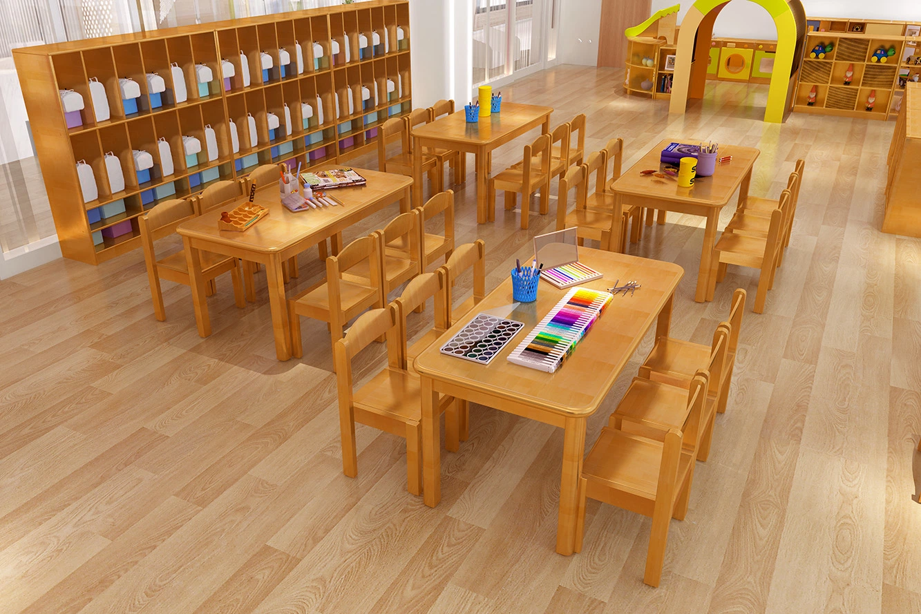 Solid Wood Beech Wood Kids Table, Kids Game Playing Table, Children Table, Preschool Furniture Table