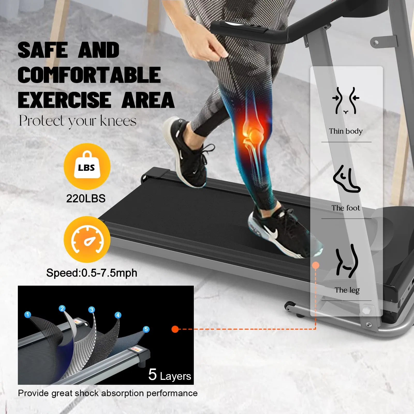 Hotselling Gym Fitness Adjustable Programs Home Foldable Electric Walking Jogging Treadmill