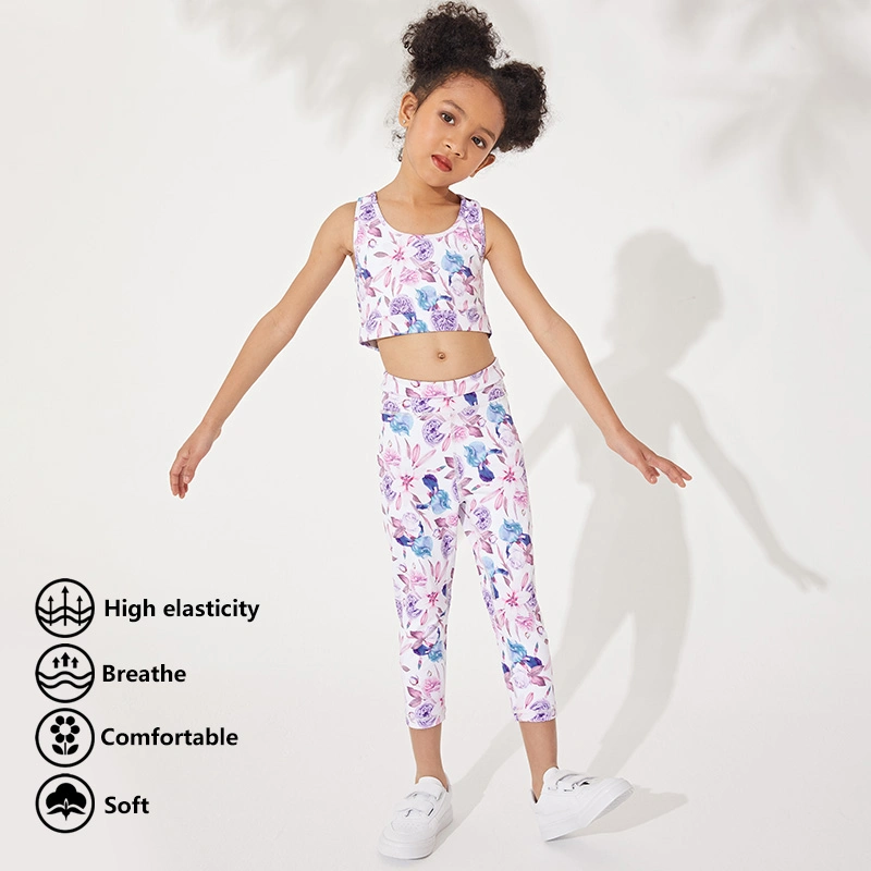 Ingorsports Activewear 7/8 Length Legging Sublimation Floral Pattern Print (changeable) Kids / Children Swimwear Sports Wear