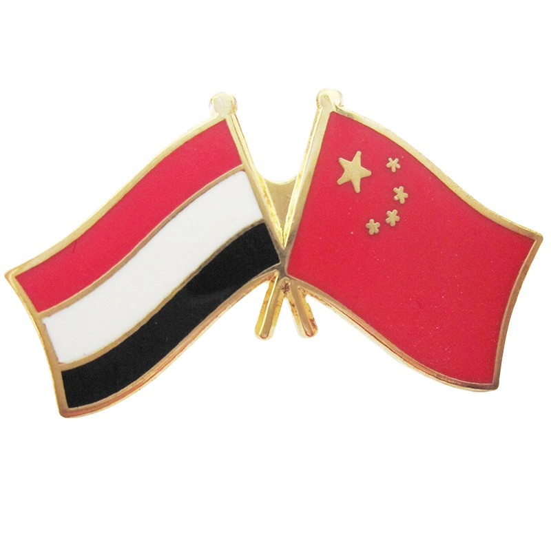 Fabrik Custom Made Vergoldet Metalllegierung Banner Lapel Pin Hersteller Kundenspezifische Hard Emaille Meeting Souvenir maßgeschneiderte Palästina und China Flag-Abzeichen