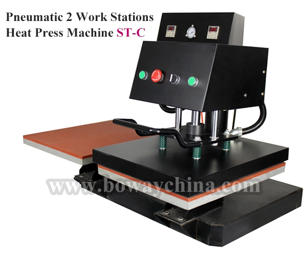 2 Work Stations Pneumatic Heat Transfer Press Garments T Shirt Printing Machine