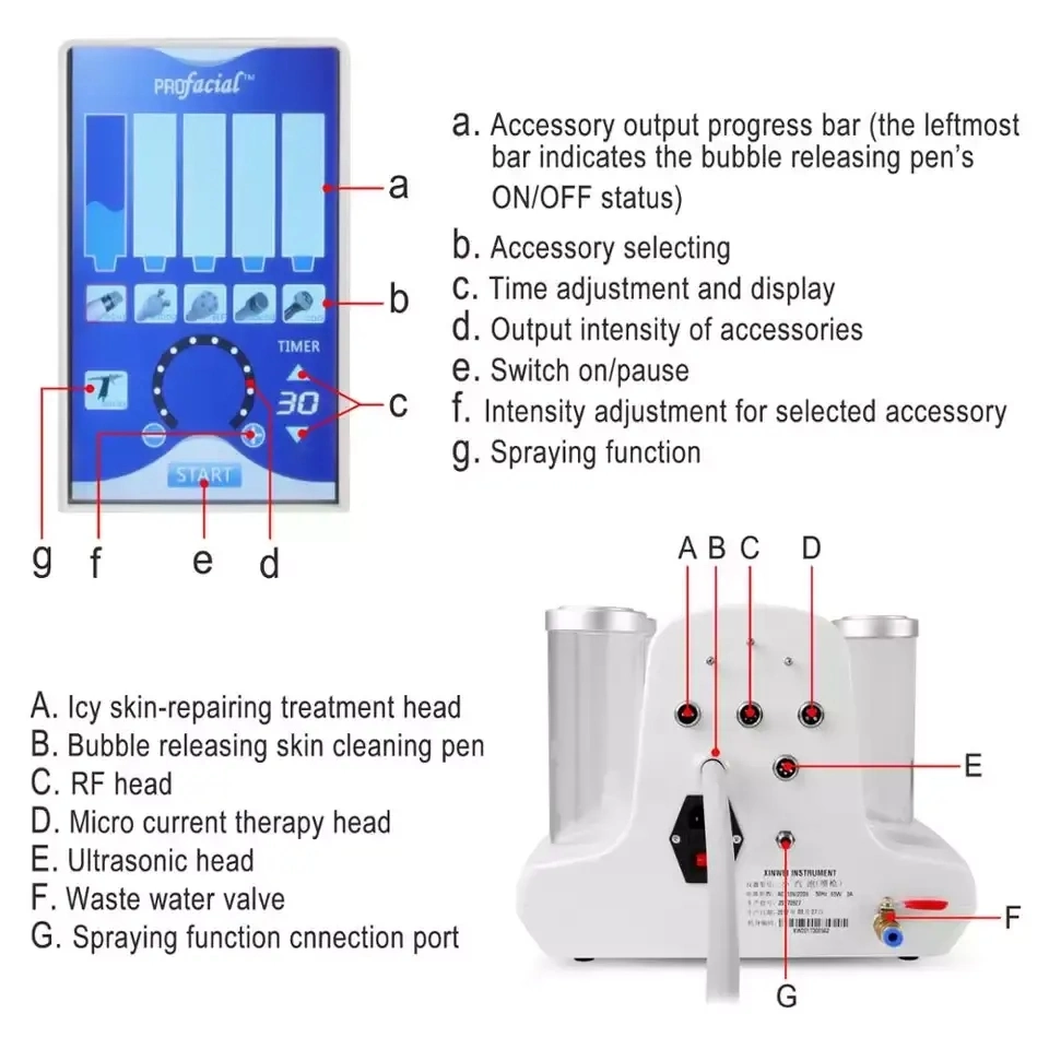 Little Bubble Facial Beauty 6 Handle Whitening Skin Rejuvenation LED Mask Oxygen Deep Cleaning Machine