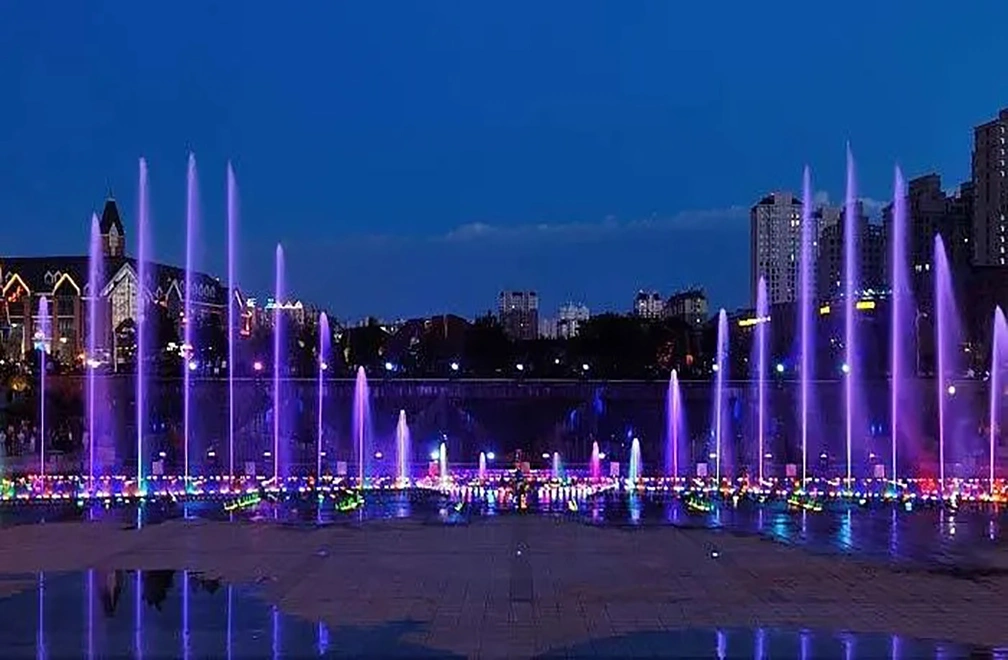 Professionelle Custom große quadratische Landschaft Musik Brunnen mit Licht