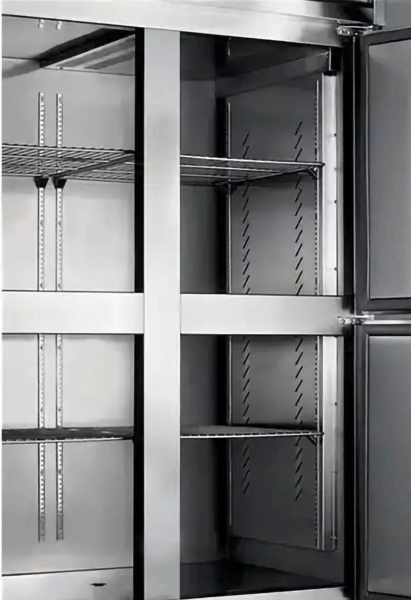 Frigorífico vertical de refrigeração a ar de 4 portas em aço inoxidável, grande capacidade Industrial